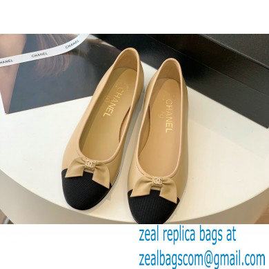 Chanel Lambskin & Patent Calfskin Black/APRICOT Ballerinas G39999 2023